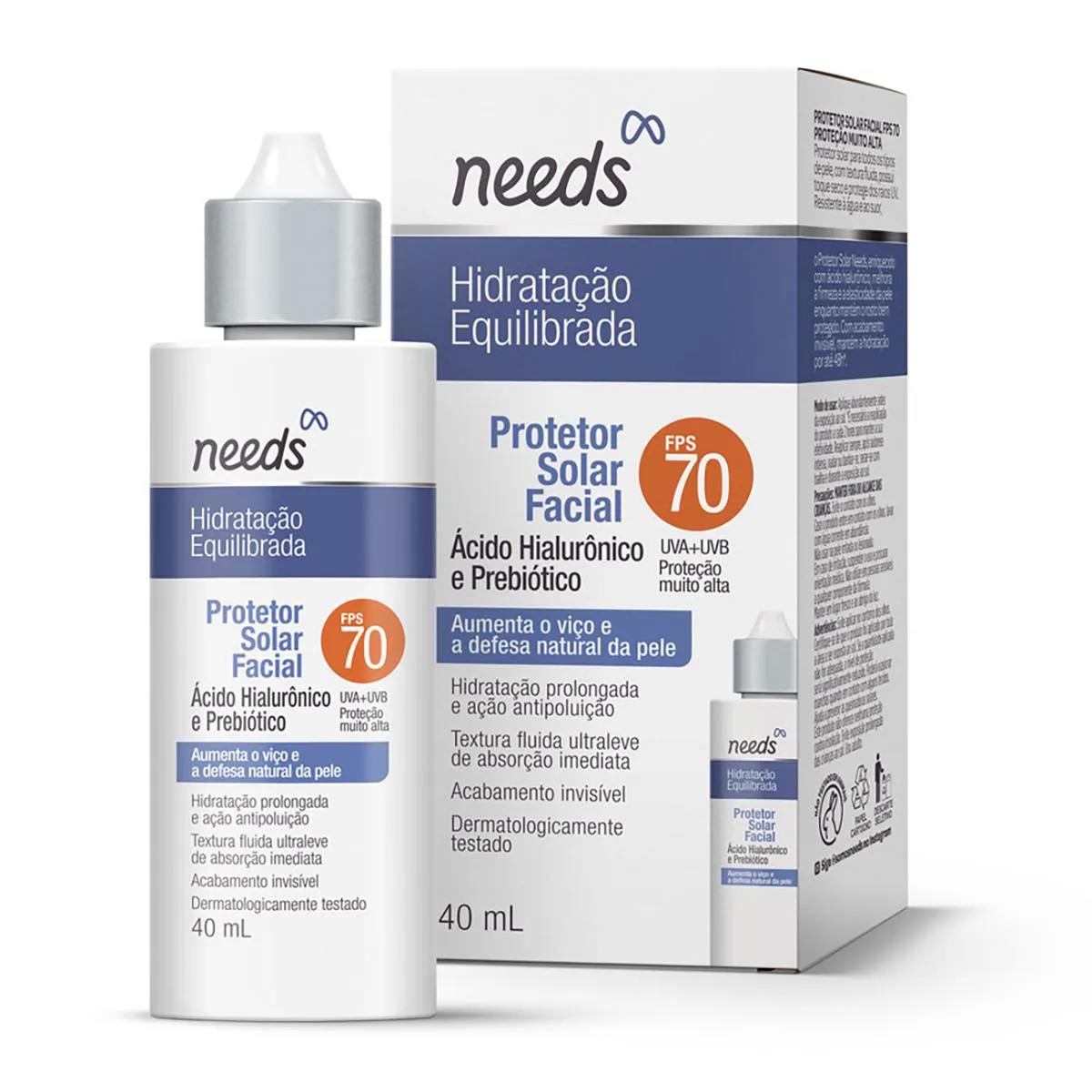 Protetor Solar Facial FPS 70 Needs Hidratação Equilibrada 40g