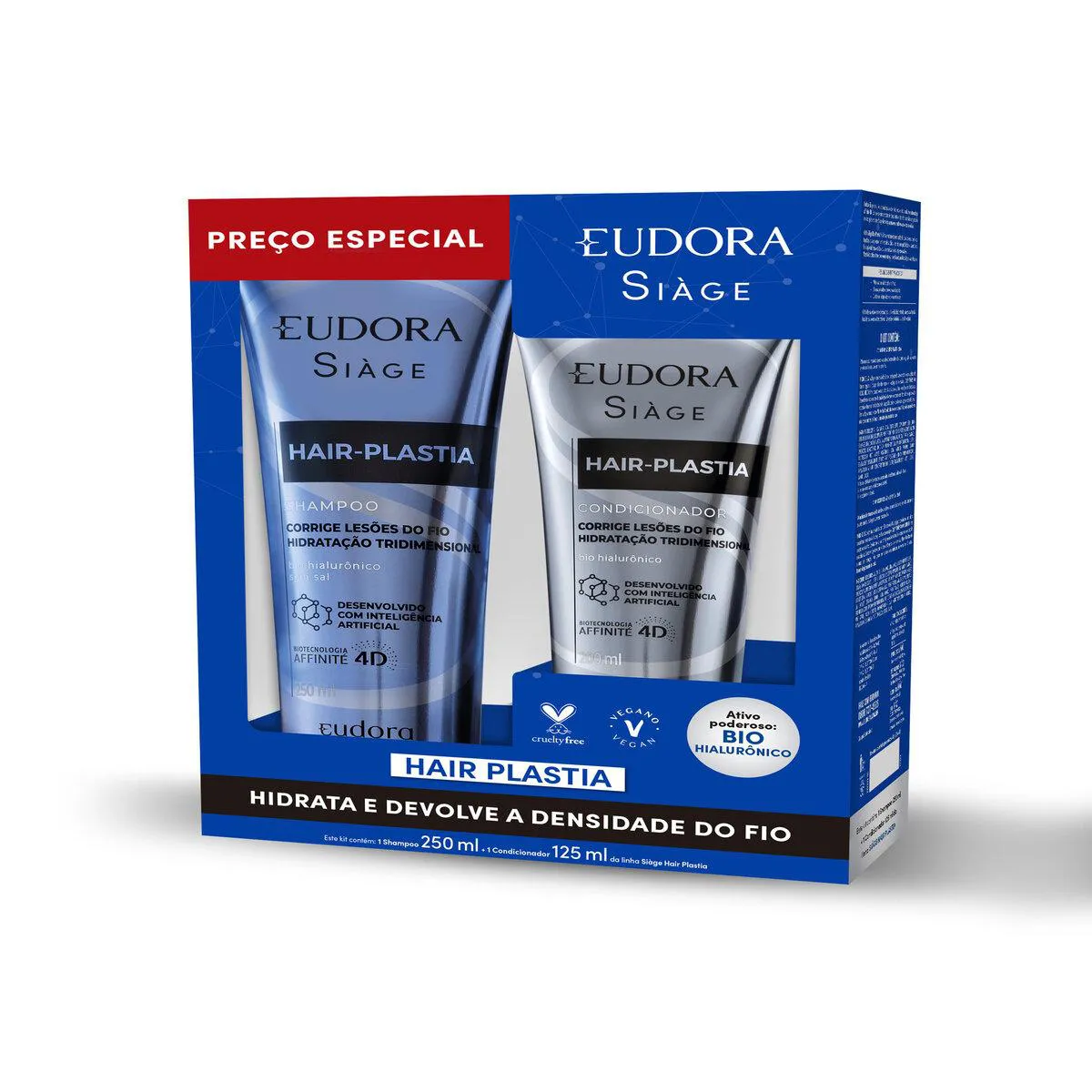 Kit Siàge Eudora Hair Plastia Shampoo 250ml + Condicionador 125ml