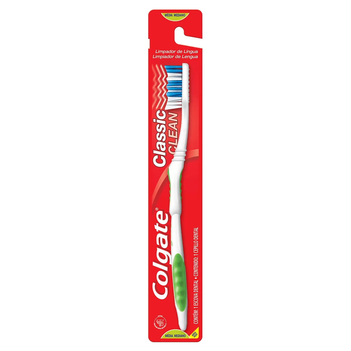 Escova de Dente Colgate Classic Clean Média com 1 unidade