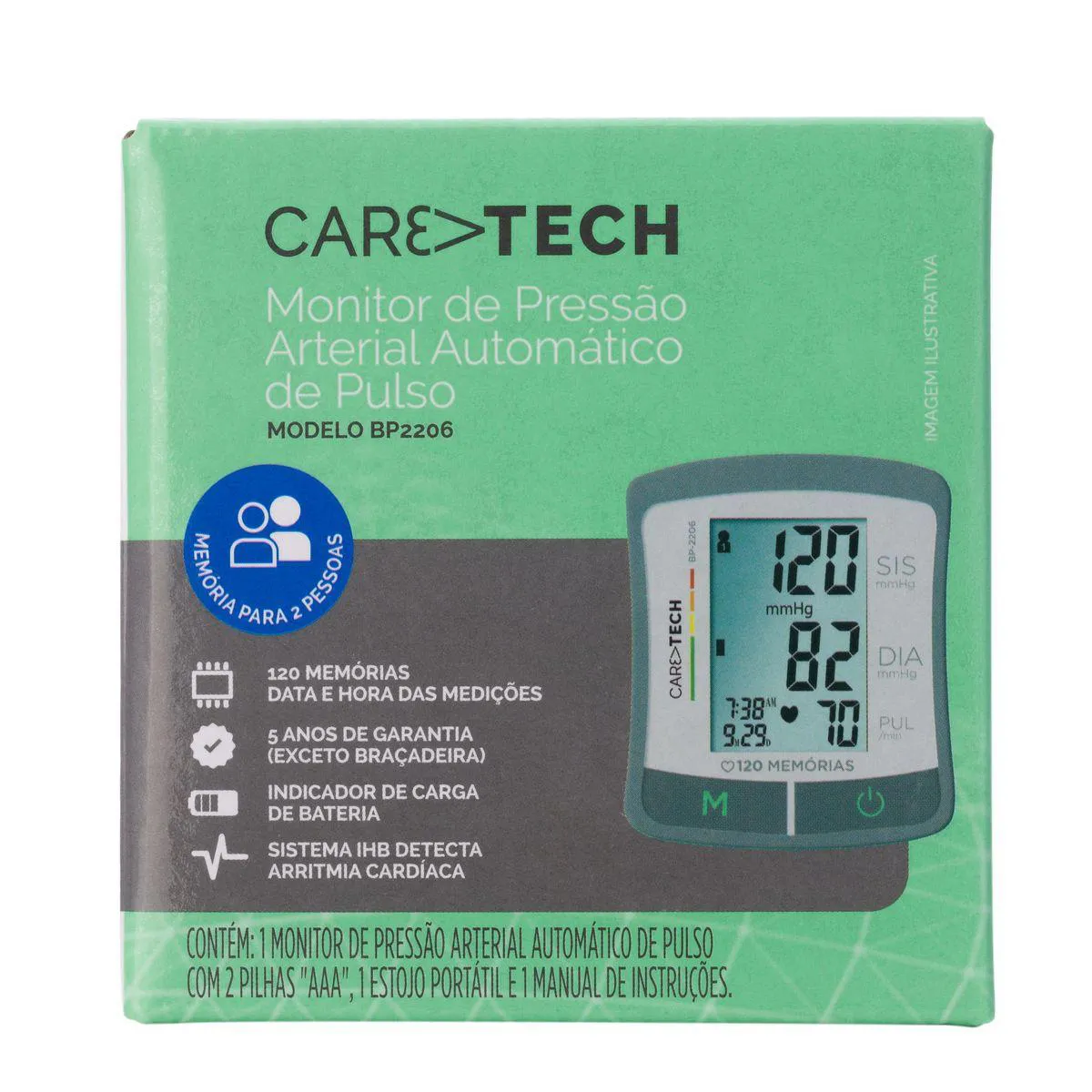 Monitor de Pressão Arterial de Pulso Caretech BP2206 1 Unidade