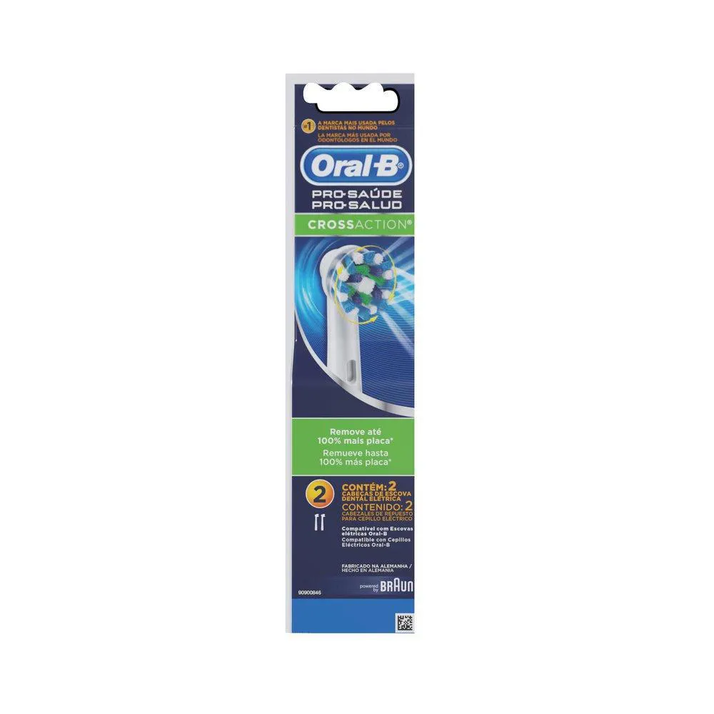 Refil Escova Elétrica Oral-B Pro-Saúde Cross Action com 2 unidades