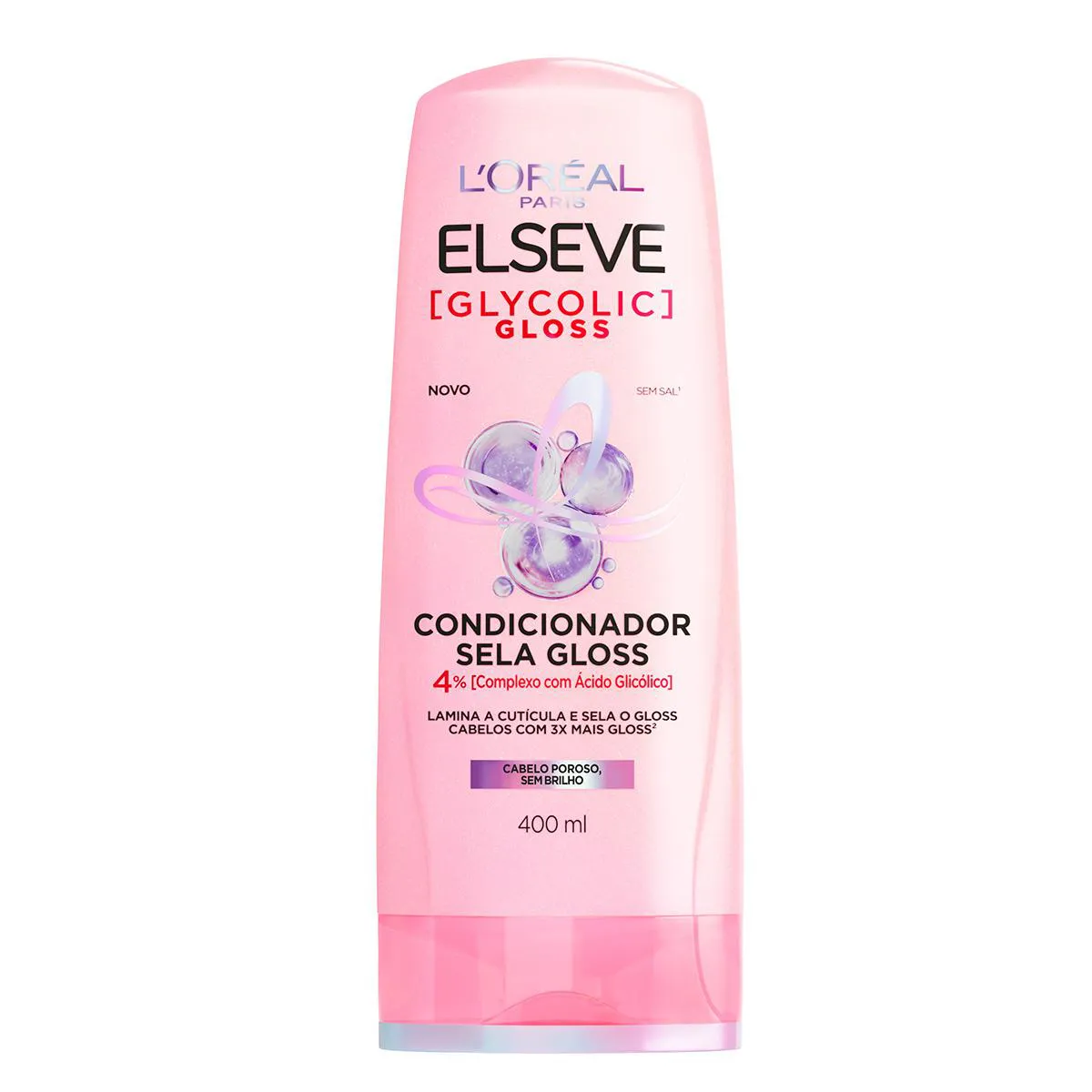 Condicionador Elseve Glycolic Gloss Sela Gloss com Ácido Glicólico Brilho Intenso e Acidificação de Cutículas 400ml