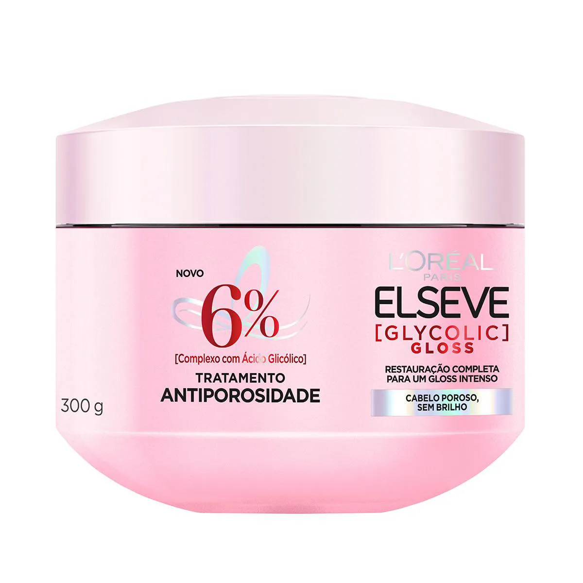 Máscara de Cabelo Tratamento Antiporosidade Elseve Glycolic Gloss Máscara Acidificante e Brilho Intenso 300g