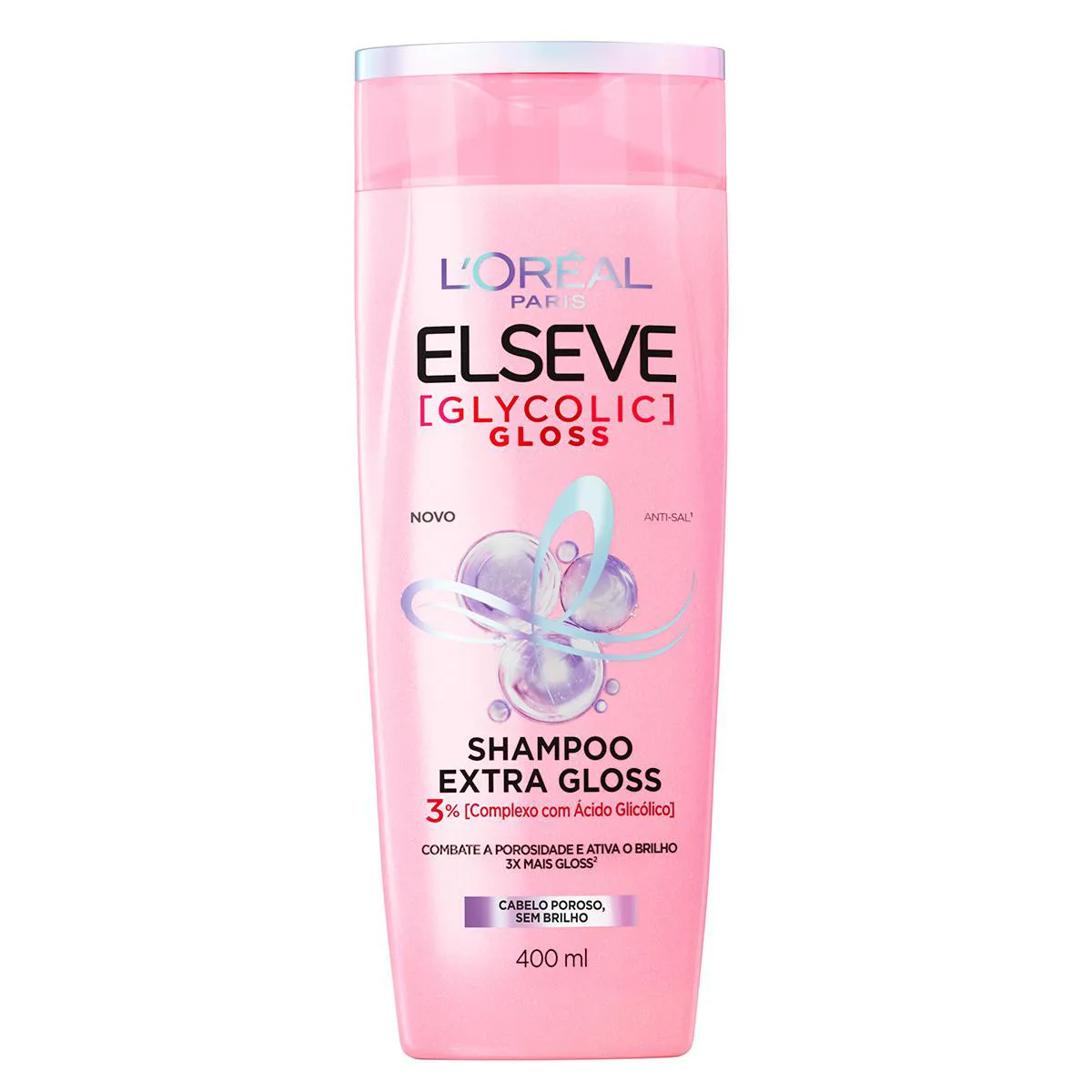 Shampoo Elseve Glycolic Gloss Extra Gloss Limpeza Profunda Acidificação Capilar e Brilho Intenso 400ml