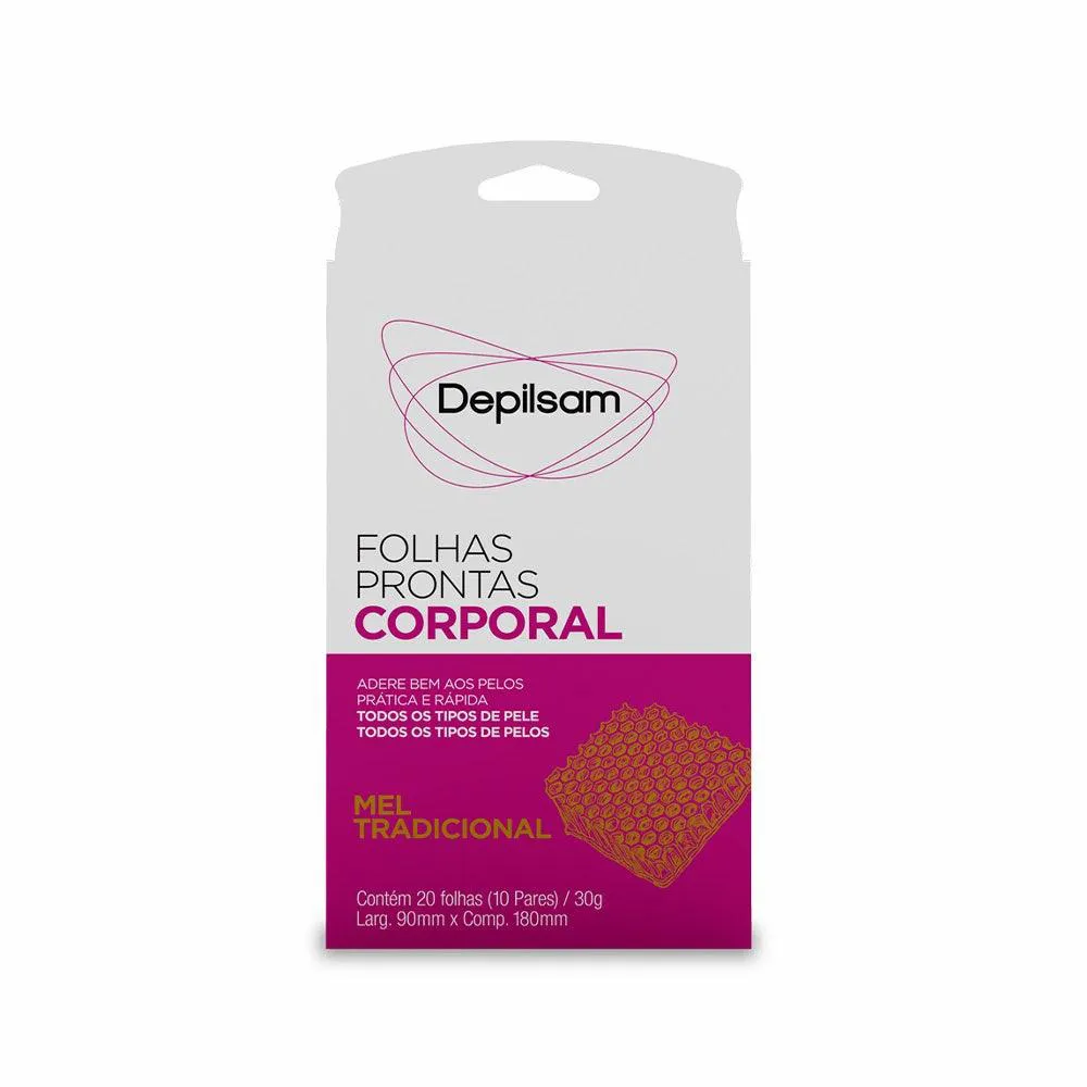 Folhas Prontas para Depilação Corporal Depilsam Mel 20fls