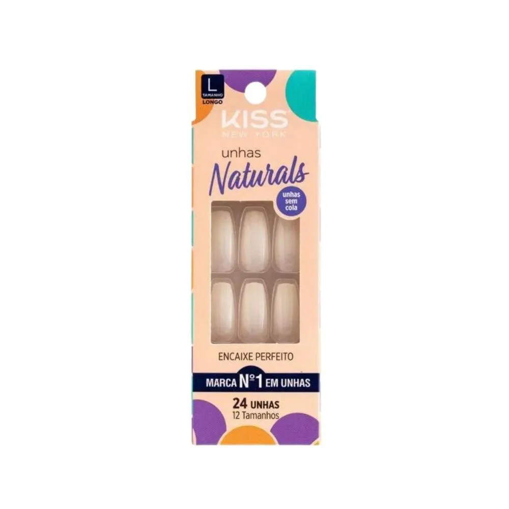 Unhas Postiças Naturals Kiss New York Natural Bailarina Longo