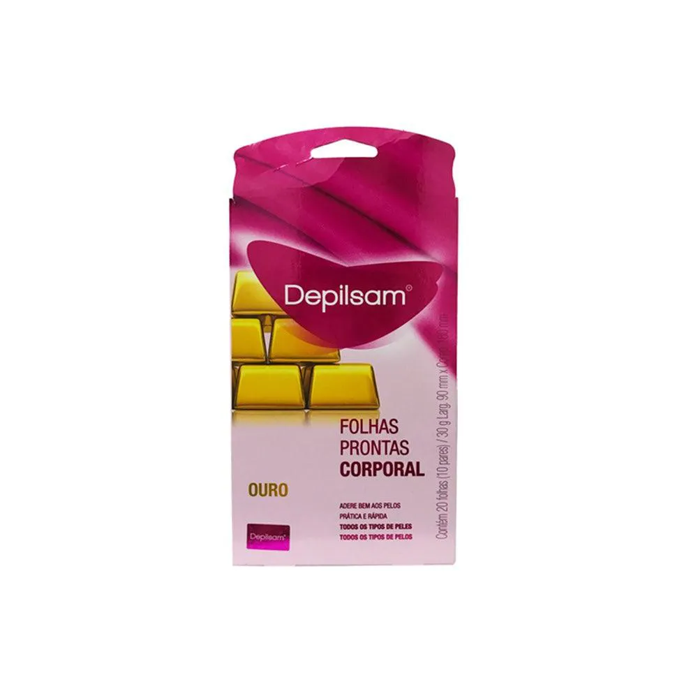 Folhas Prontas para Depilação Corporal Depilsam Ouro 20fls