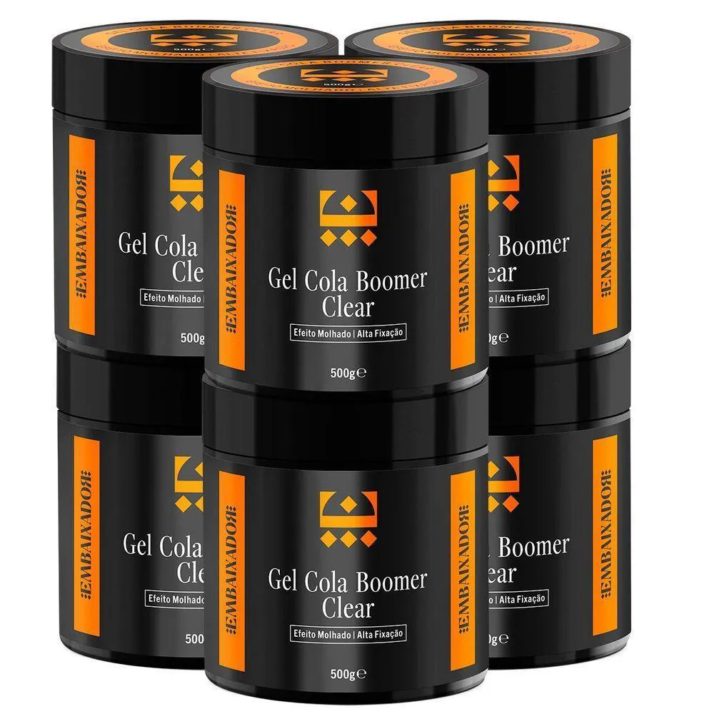 Kit 06 Gel Cola Boomer Clear Embaixador 500g
