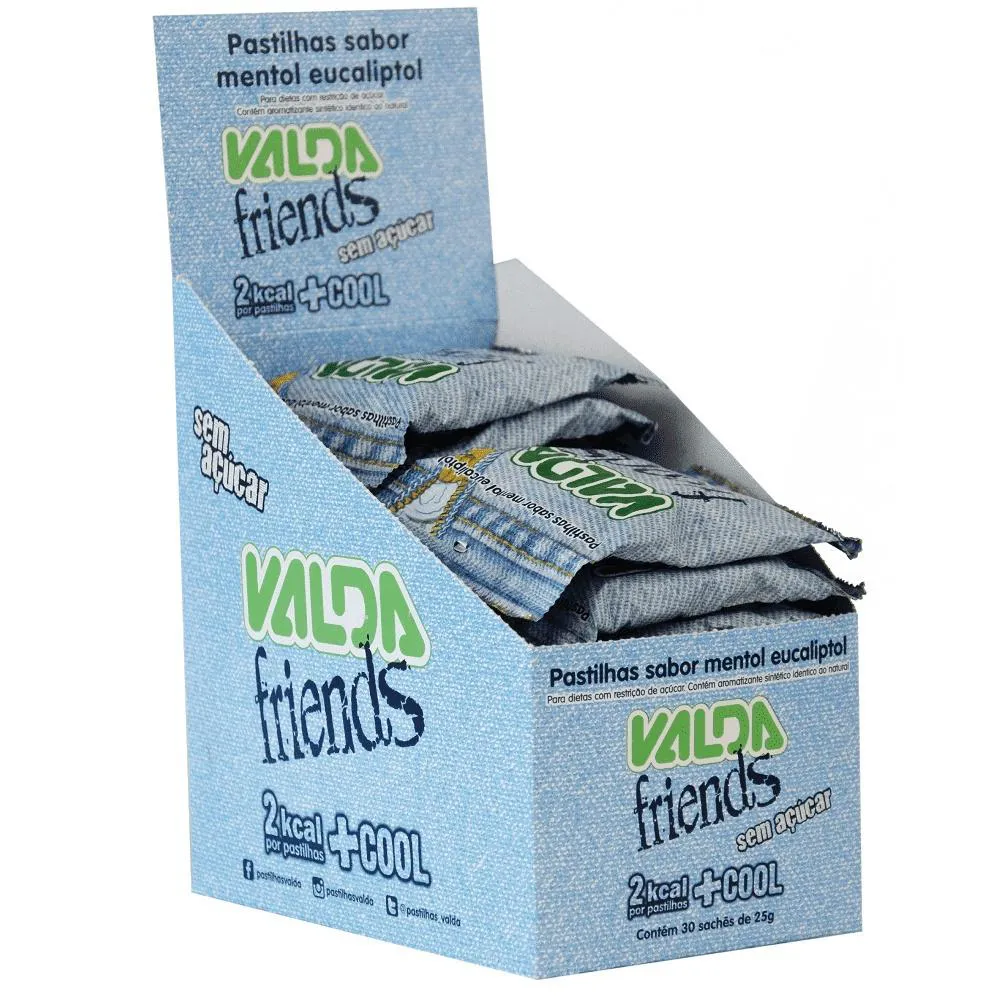 Valda Friends Pastilha Sabor Menta Refrescante Contém 10 Sachês de 25g Cada