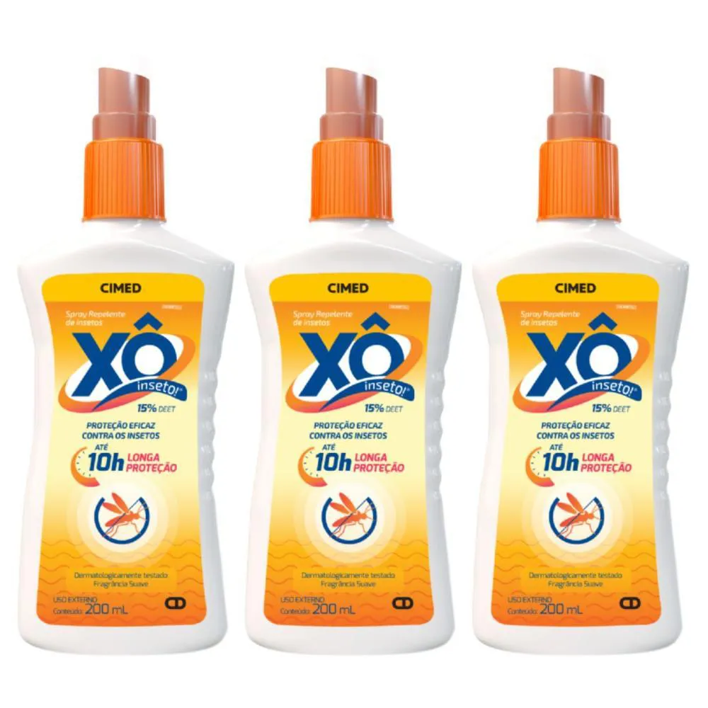 Kit Spray Repelente de Insetos Cimed Xô Inseto com 3 200ml