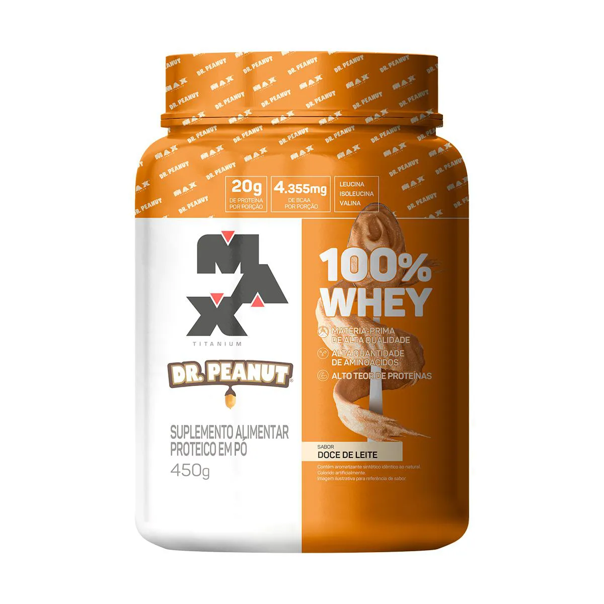 100% Whey Max Titanium Dr. Peanut Doce de Leite 450g