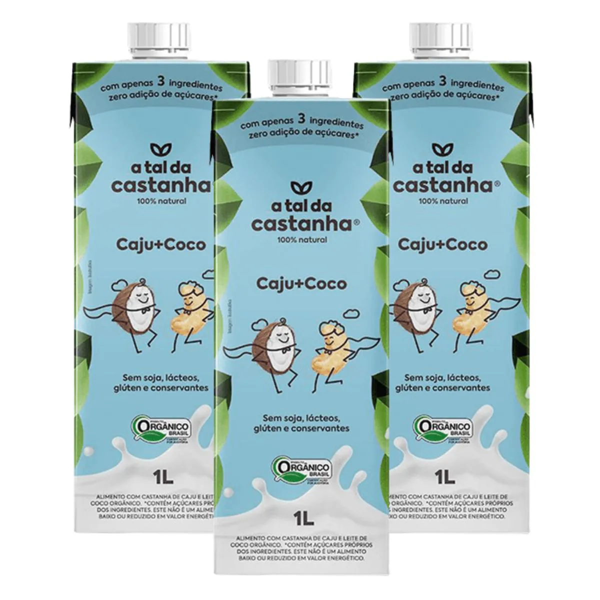 3x Bebida Vegetal Caju com Coco a Tal da Castanha 1 Litro