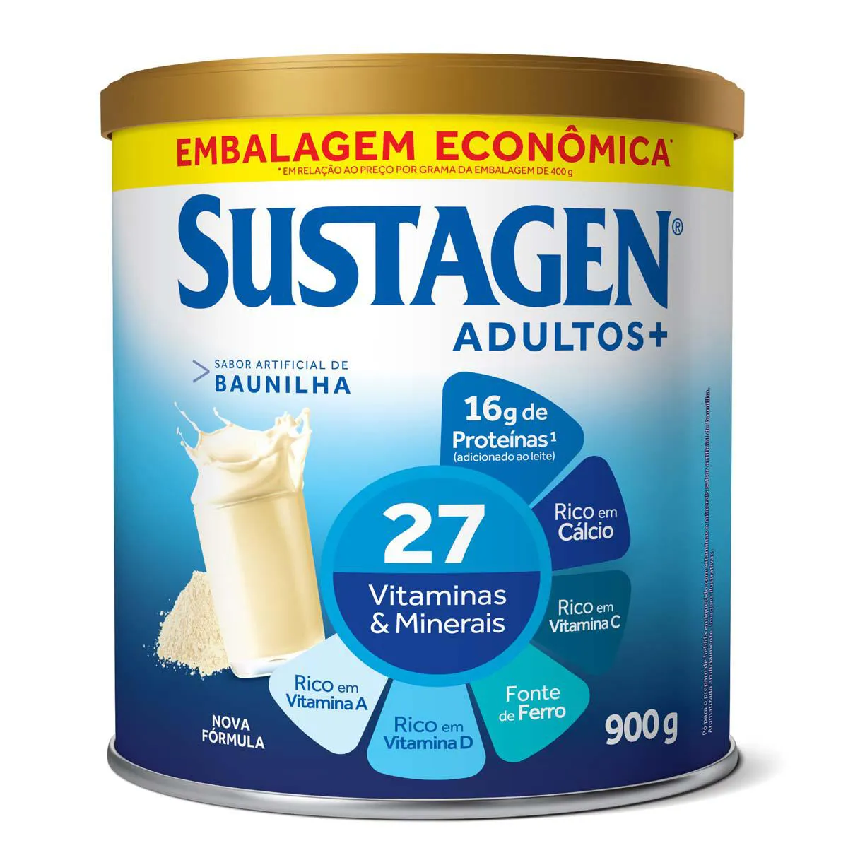 Complemento Alimentar Sustagen Adultos+ Baunilha 900g