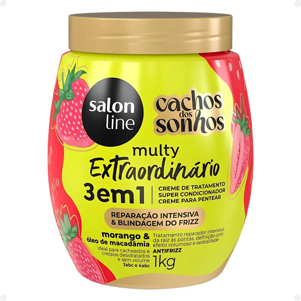 Creme de Tratamento 3 em 1 Salon Line Multy Extraordinário Cachos dos Sonhos Morango e Óleo de Macadâmia 1kg