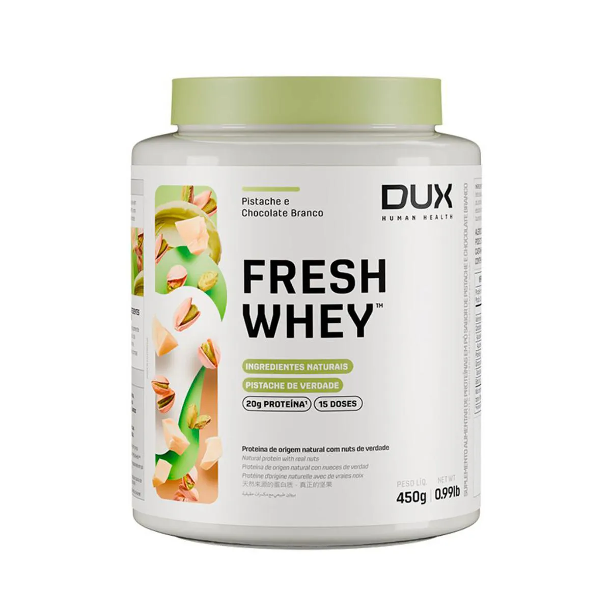 Fresh Whey Dux Nutrition Pistache e Chocolate Branco 450g