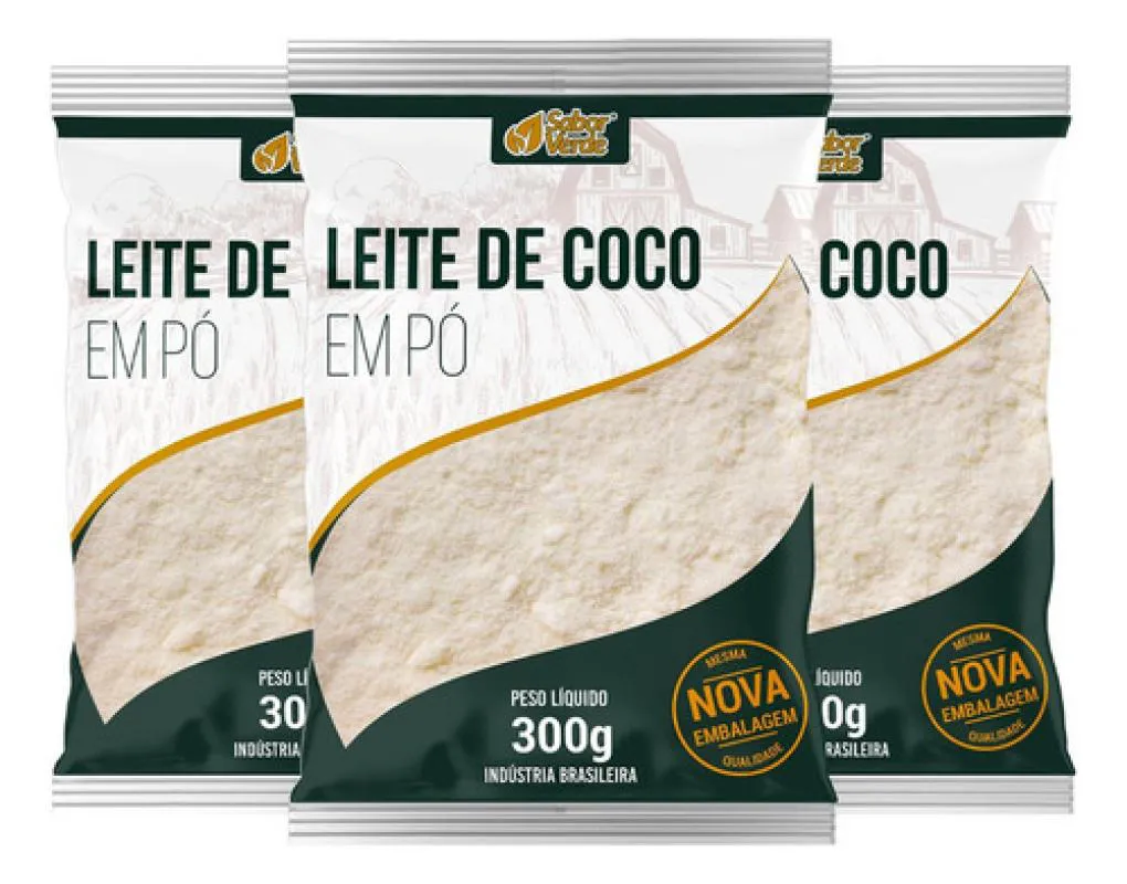Kit 3 Leite De Coco Em Po 300G – Sabor Verde