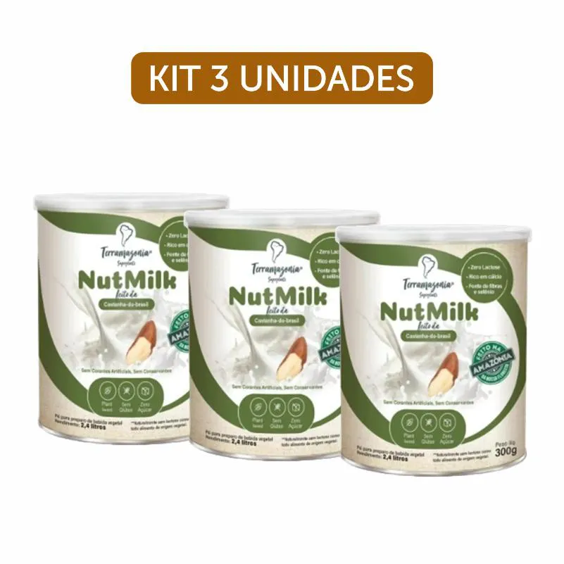 Kit 3X: Bebida Vegetal de Castanha Do Pará Em Pó Nutmilk Terramazônia 300G