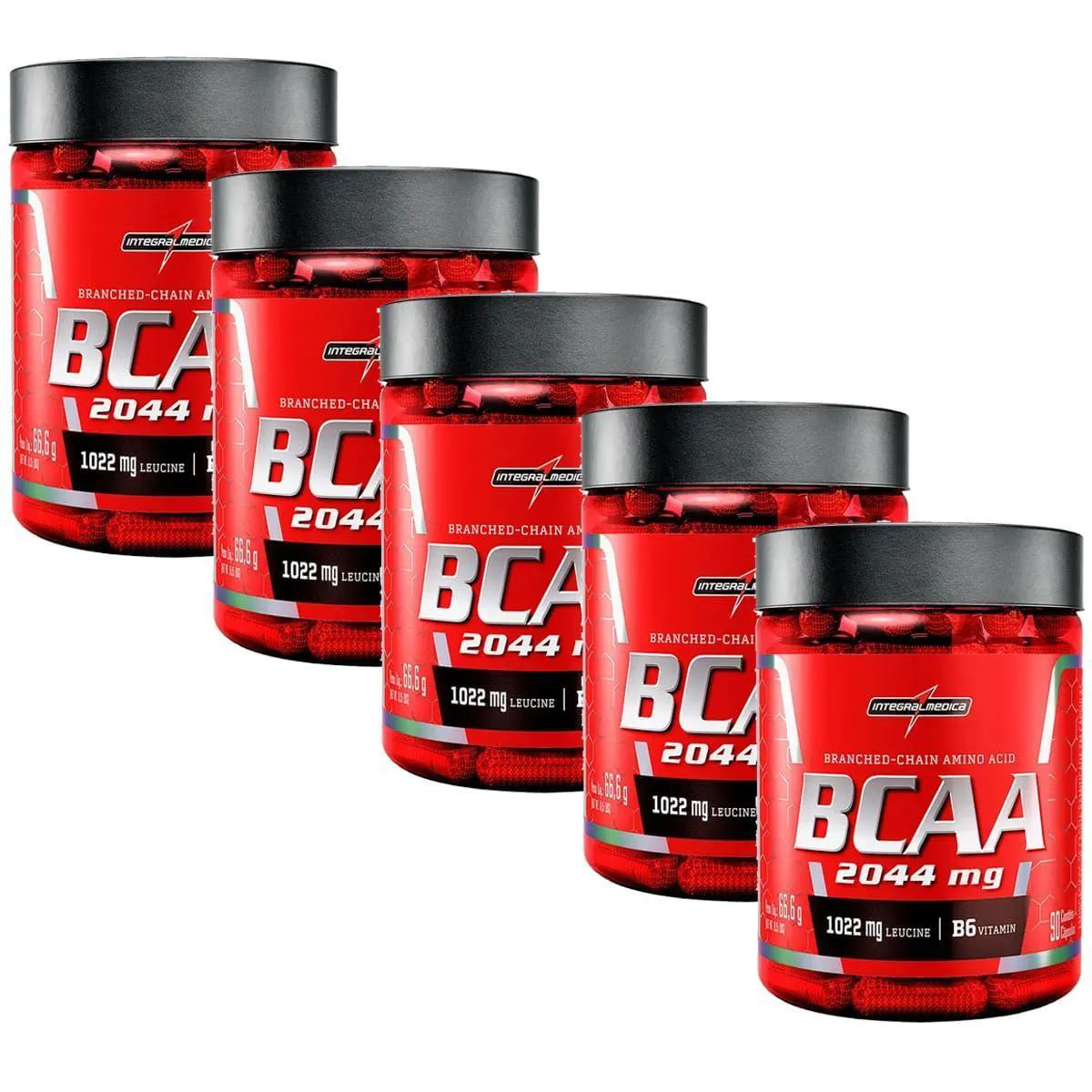 Kit 5 Bcaa 2044Mg – 90 Cápsulas – Integralmédica