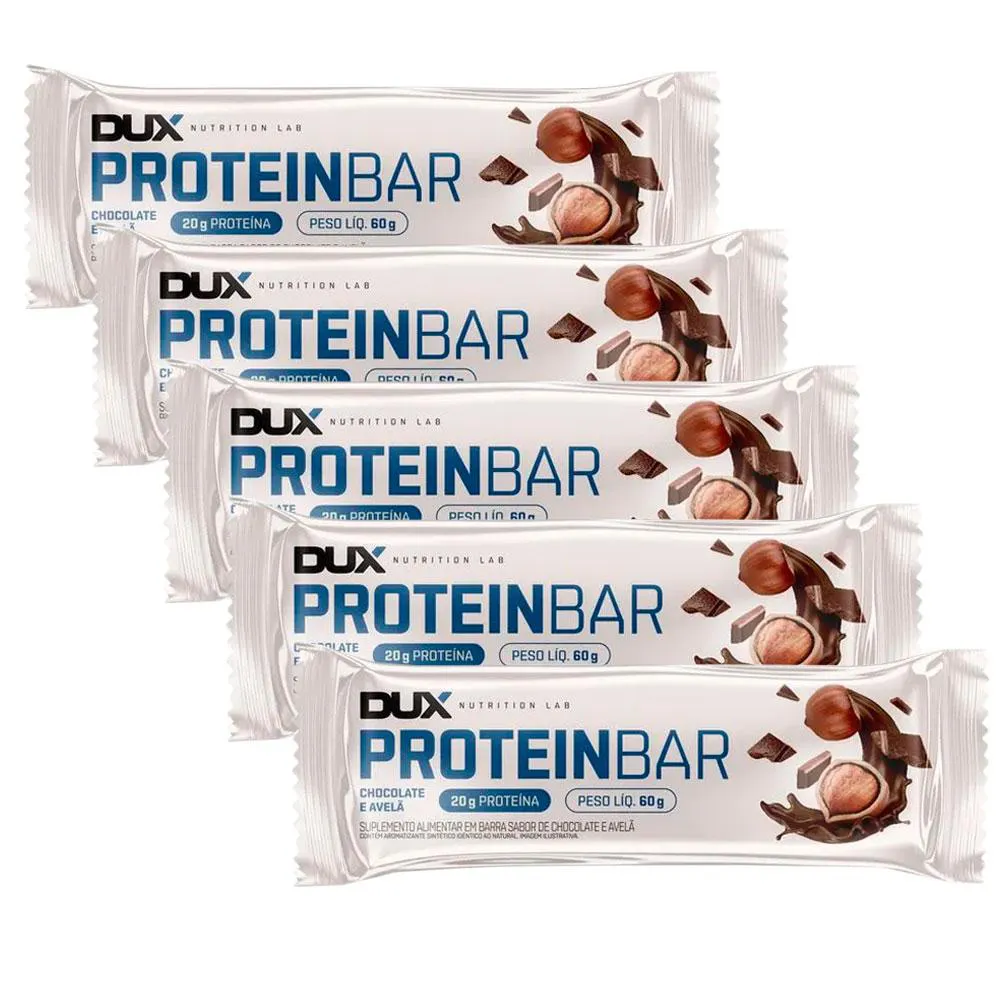 Kit 5x Protein Bar – 60g Cada – Dux Nutrition Chocolate e Avelã