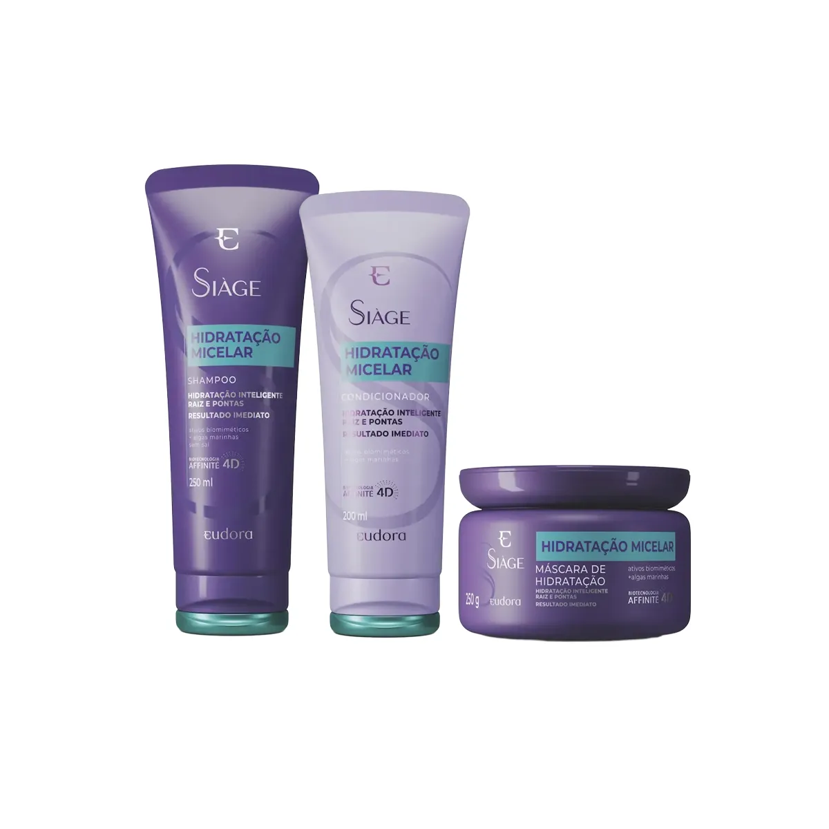 Kit Eudora Siàge Hidratação Micelar Shampoo 250ml + Condicionador 250ml + Máscara 250g