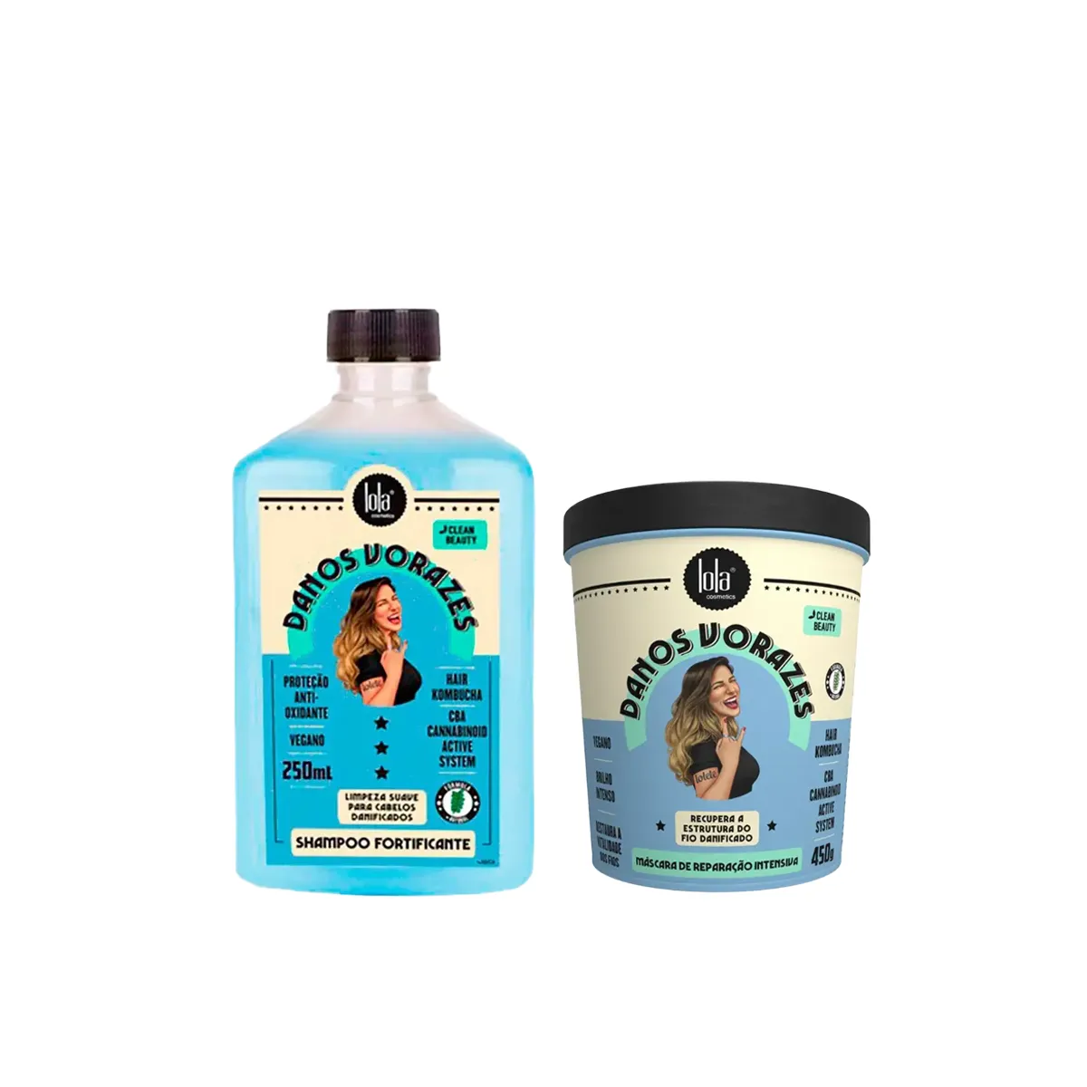 Kit Lola Cosmetics Danos Vorazes Shampoo 250ml + Máscara de Reparação 450g