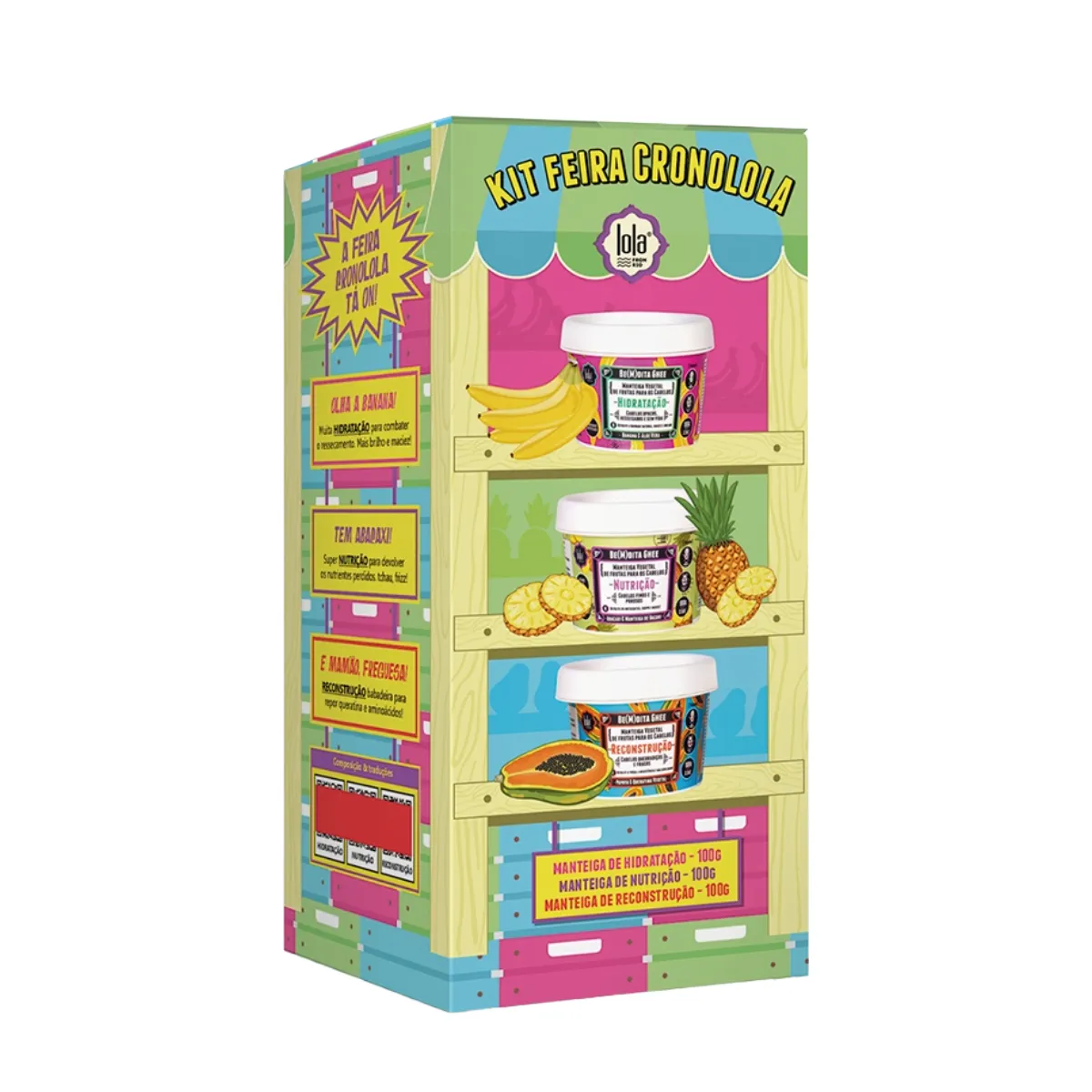 Kit Lola Feira Cronolola Manteiga De Nutrição 100g+ Manteiga De Hidratação 100g+ Manteiga De Reconstrução 100g