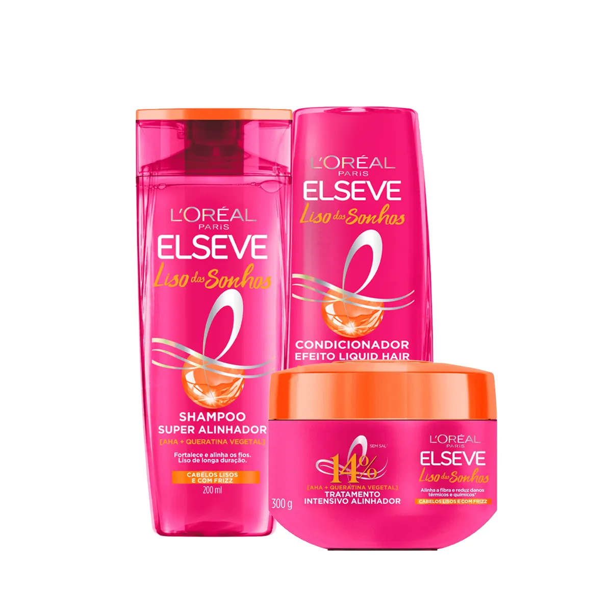 Kit L’Oréal Paris Elseve Liso dos Sonhos Shampoo 200ml + Condicionador 200ml + Creme de Tratamento 300g