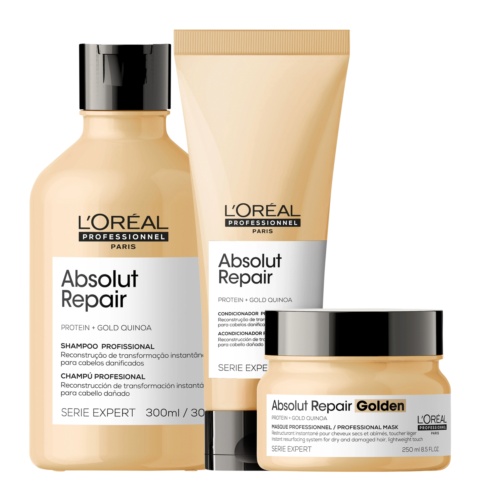Kit L’Oréal Professionnel Serie Expert Absolut Repair Gold Quinoa + Protein Golden Trio (3 Produtos)