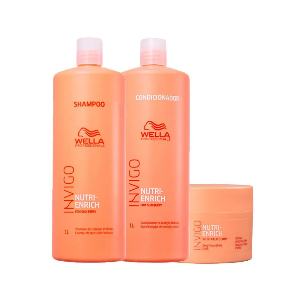Kit Wella Professionals Invigo Nutri – Enrich – Shampoo 1l + Condicionador 1l + Máscara 150ml
