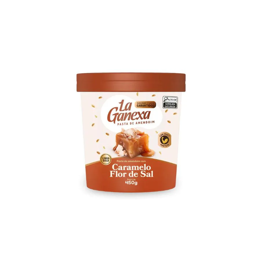 Pasta de Amendoim Integral Gourmet 450G Zero Açucar – Sabor: Caramelo e Flor de Sal com Whey Protein