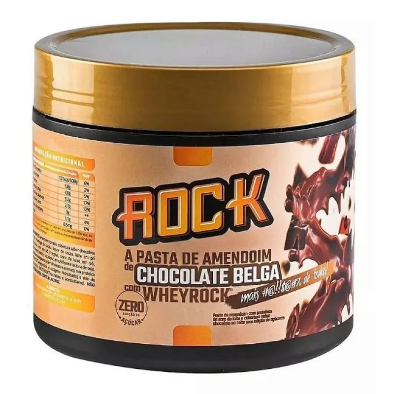Pasta de Amendoim Whey Rock (600G) – Sabor: Chocolate Belga C/ Whey Rock