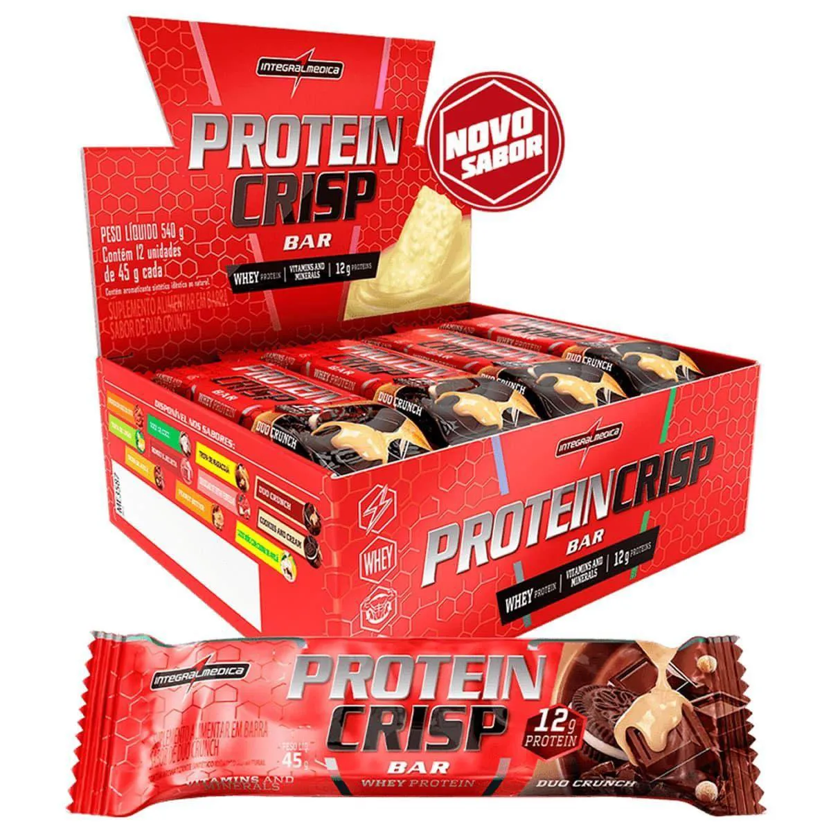Protein Crisp Bar – 12 Unidades 45G Duo Crunch – Integralmédica