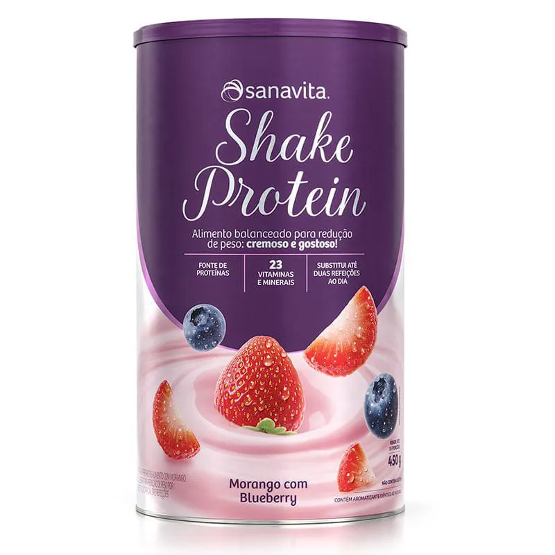 Shake Protein Morango e Blueberry 450g – Sanavita