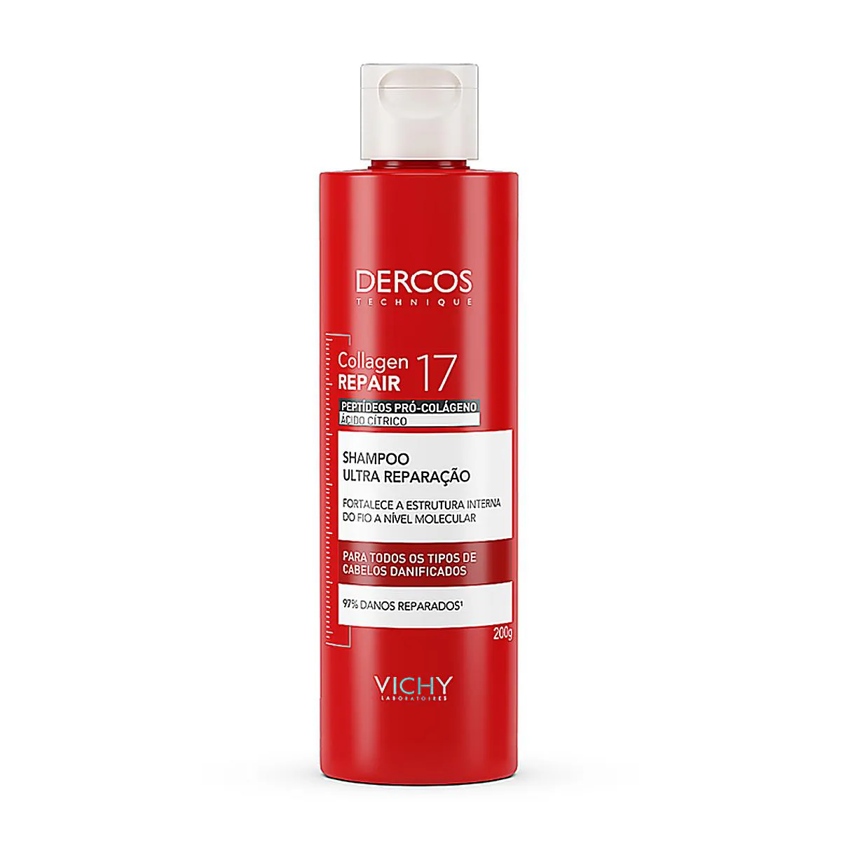Shampoo Ultra Reparação Vichy Dercos Collagen Repair 17 Shampoo Capilar Fortalecedor com Colágeno 200g