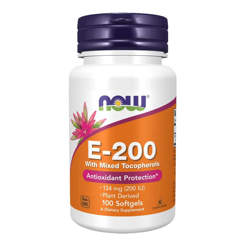 Vitamina E-200 Now Foods Tocoferóis 100Sof Produto Importado