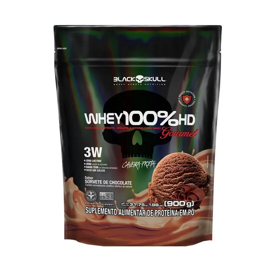 Whey 100% Hd Gourmet Refil (900g) – Sabor: Sorvete de Chocolate