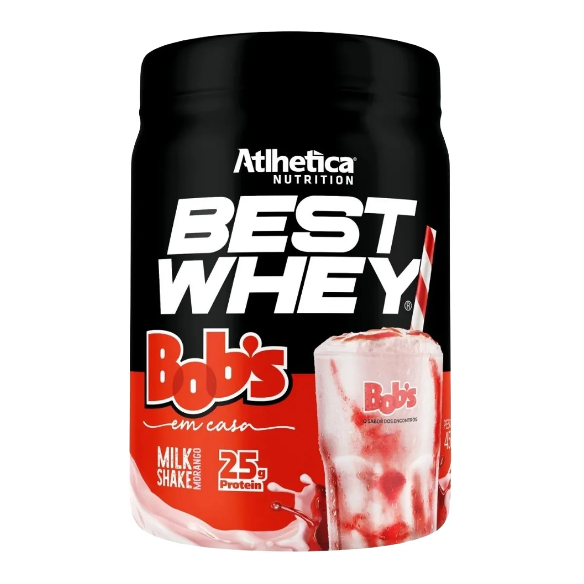Whey Protein Best Whey Atlhetica Nutrition Milkshake de Morango Bob’s 450g
